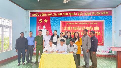 Xã Hra: Tưng bừng "Lễ Kết nghĩa và Ngày hội Đại đoàn kết toàn dân tộc", thắt chặt tình nghĩa 3 bên giữa Hội Nông dân - Ban QLRPH Hà Ra - Làng Kdung